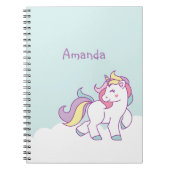 かわいいユニコーンパステルパーソナライズされたの色 ノートブック (正面)