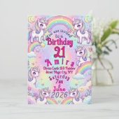 かわいいユニコーンパステルレインボー魔法の世界 招待状 (スタンド正面)