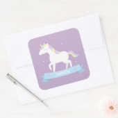 かわいいユニコーンパステル女子ステッパーソナライズされたカー スクエアシール (封筒)