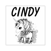 かわいいユニコーンパーソナライズされたの名前のゴム印 ラバースタンプ (インプリント)