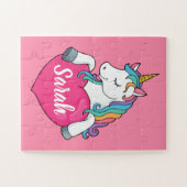 かわいいユニコーンパーソナライズされたの名前 ジグソーパズル (横)