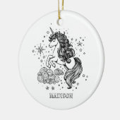 かわいいユニコーンパーソナライズされたの子供たち セラミックオーナメント (左)