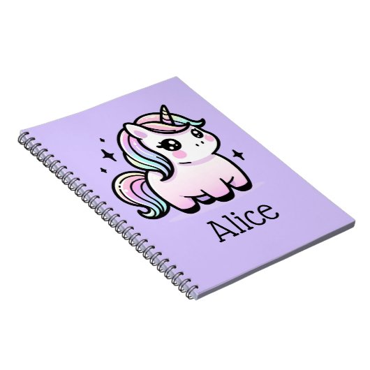 かわいいユニコーンパーソナライズされたノート ノートブック (右側)