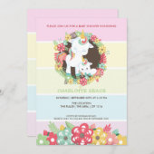 かわいいユニコーンパーソナライズされた赤ちゃんシャワー 招待状 (正面/裏面)