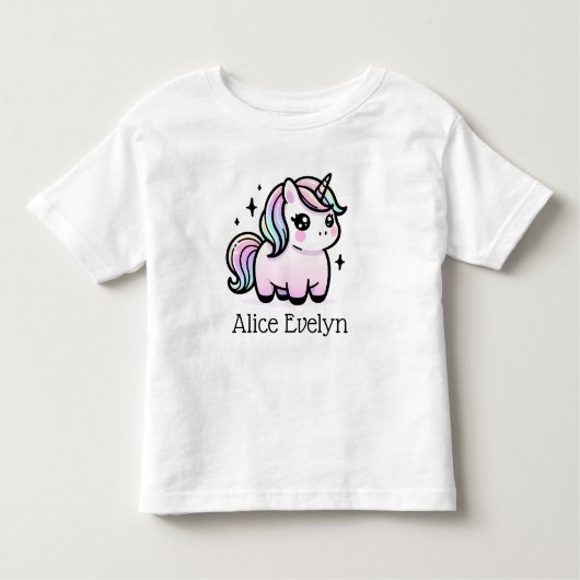 かわいいユニコーンパーソナライズされた トドラーTシャツ (正面)