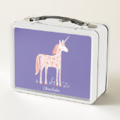 かわいいユニコーンパーソナライズされた メタルランチボックス (裏面)