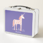 かわいいユニコーンパーソナライズされた メタルランチボックス (正面)