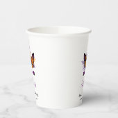 かわいいユニコーンパープルグリッター女の子秋ベビーシャワー 紙コップ (左)