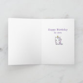 かわいいユニコーンパープル誕生日カード サンキューカード (内部)