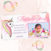 かわいいユニコーンピンクの写真子供の誕生日 サンキューカード