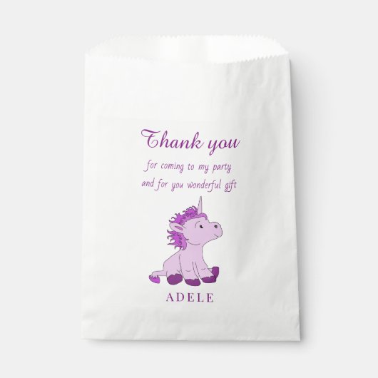 かわいいユニコーンピンクガール誕生日ありがとう フェイバーバッグ (正面)