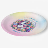 かわいいユニコーンピンクガール誕生日 ペーパープレート (アングル)