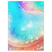 かわいいユニコーンピンクグリッターレインボーアクアモノグラム クリップボード (裏面)