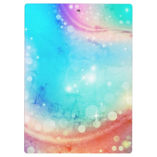 かわいいユニコーンピンクグリッターレインボーアクアモノグラム クリップボード (裏面)