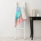 かわいいユニコーンピンクグリッターレインボーアクアモノグラム シェルパブランケット (インサイチュ)