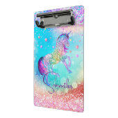 かわいいユニコーンピンクグリッターレインボーアクアモノグラム ミニクリップボード (アングル2)