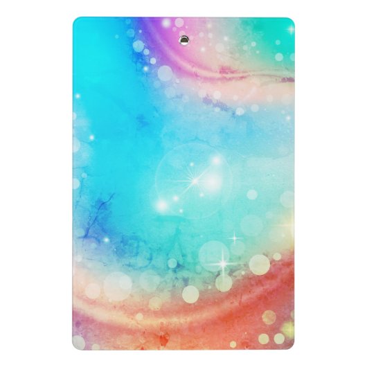 かわいいユニコーンピンクグリッターレインボーアクアモノグラム ミニクリップボード (裏面)