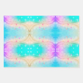 かわいいユニコーンピンクグリッターレインボーアクアモノグラム ラッピングペーパーシート (正面2)