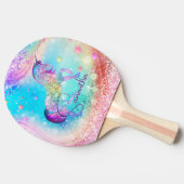 かわいいユニコーンピンクグリッターレインボーアクアモノグラム 卓球ラケット (横)