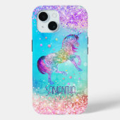 かわいいユニコーンピンクグリッターレインボーアクアモノグラム Case-Mate iPhoneケース (裏面)
