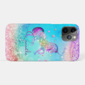 かわいいユニコーンピンクグリッターレインボーアクアモノグラム Case-Mate iPhoneケース (裏面(横))