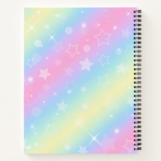 かわいいユニコーンピンクグリッターレインボーアートモノグラムなし ノートブック (裏面)