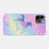 かわいいユニコーンピンクグリッターレインボーアートモノグラムなし Case-Mate iPhoneケース (裏面(横))
