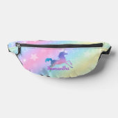 かわいいユニコーンピンクグリッターレインボーアートモノグラム ファニーパック (レイダウン)