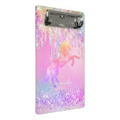 かわいいユニコーンピンクグリッターレインボードリップスモノグラム ミニクリップボード (アングル)