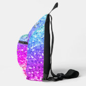 かわいいユニコーンピンクグリッターレインボーモノグラム スリングバッグ (右)