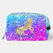 かわいいユニコーンピンクグリッターレインボーモノグラム ドップキット (裏面)