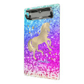 かわいいユニコーンピンクグリッターレインボーモノグラム ミニクリップボード (アングル2)