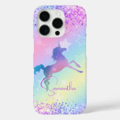 かわいいユニコーンピンクグリッターレインボーモノグラム Case-Mate iPhoneケース (裏面)