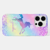 かわいいユニコーンピンクグリッターレインボーモノグラム Case-Mate iPhoneケース (裏面 (横))