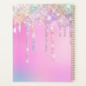 かわいいユニコーンピンクグリッター誕生日モノグラム プランナー手帳 (裏面)