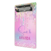 かわいいユニコーンピンクグリッター誕生日モノグラム ミニクリップボード (アングル2)