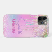 かわいいユニコーンピンクグリッター誕生日モノグラム Case-Mate iPhoneケース (裏面(横))