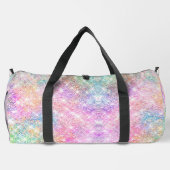 かわいいユニコーンピンクフェイクグリッターライン石モノグラム ダッフルバッグ (裏面)