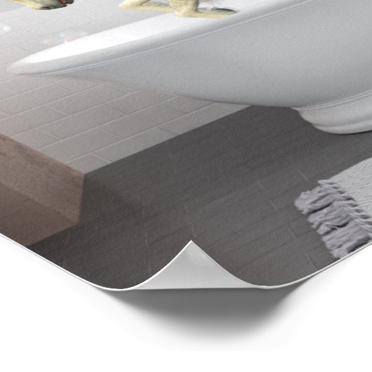 かわいいユニコーンフォールの浴槽 ポスター (角)