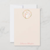 かわいいユニコーンフラワーガーランド・ソフトピンク・オーダーネーム サンキューカード (正面)