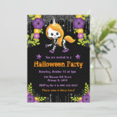 かわいいユニコーンフローラハローウィンパーティ 招待状 (スタンド正面)