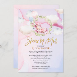 かわいいユニコーンフローラピンクスカイ赤ちゃんシャワーbyメール 招待状