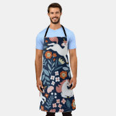 かわいいユニコーンフローラヴィンテージパターン エプロン (着用した状態)