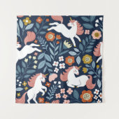 かわいいユニコーンフローラヴィンテージパターン タペストリー (正面)