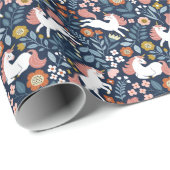 かわいいユニコーンフローラヴィンテージパターン ラッピングペーパー (ロールコーナー)