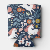 かわいいユニコーンフローラヴィンテージパターン 缶クーラー (裏面)