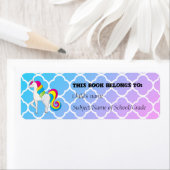 かわいいユニコーンブルーとピンククローバー ラベル (インサイチュ)