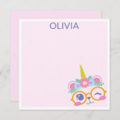 かわいいユニコーンベアの顔に花冠 ノートカード (正面/裏面)