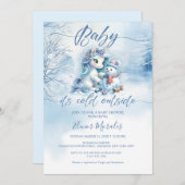 かわいいユニコーンベビーその冷たい屋外ベビーシャワー 招待状 (正面/裏面)