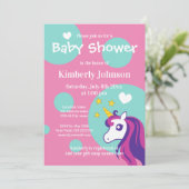 かわいいユニコーンベビーシャワー招待状for girl 招待状 (スタンド正面)